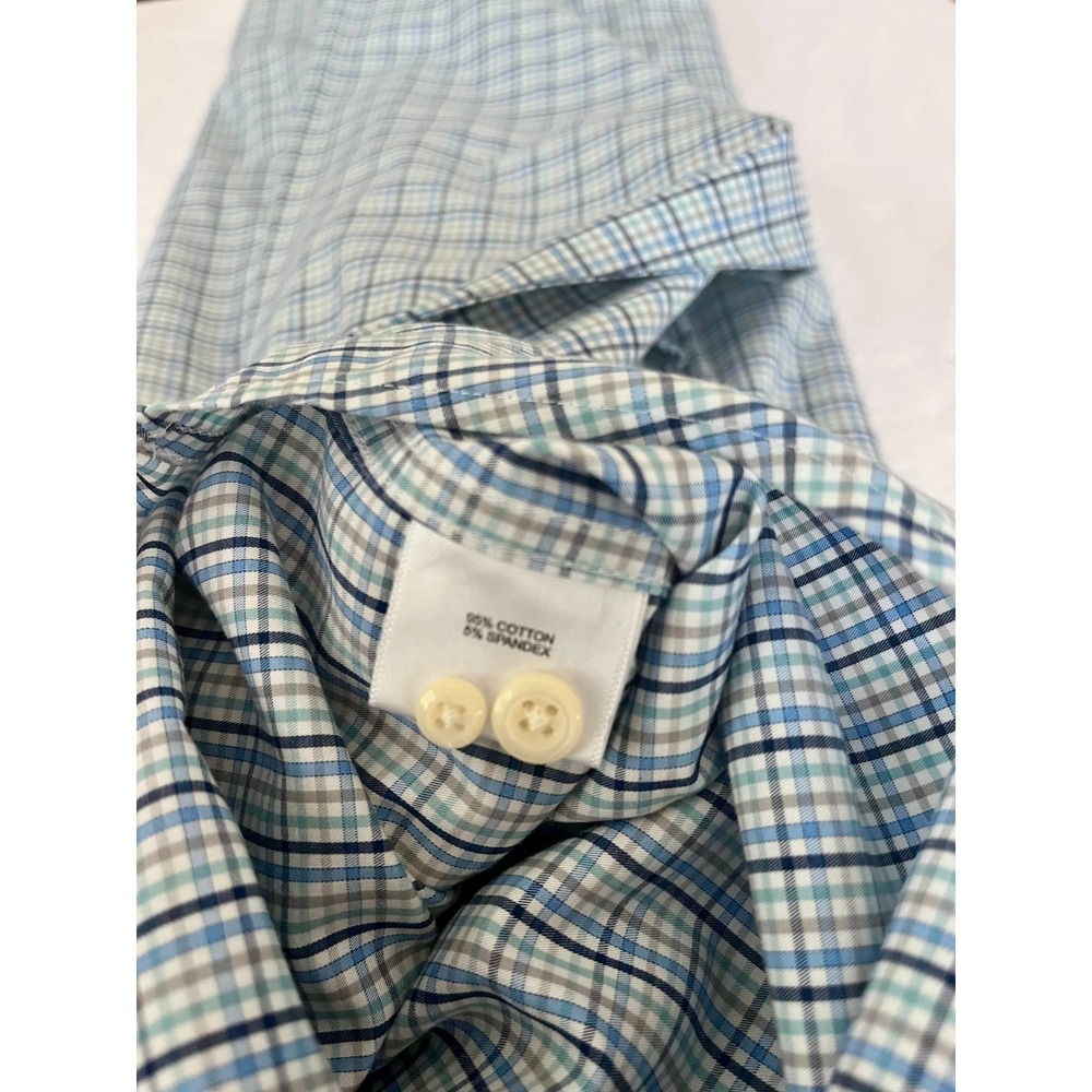 Peter Millar Mens Blue Check Stretch Cotton Button Down Shirt Large MF19W26NBL - Picture 5 of 10